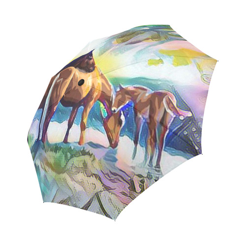 Family of Beautiful Horses Auto-Foldable Umbrella (Model U04)