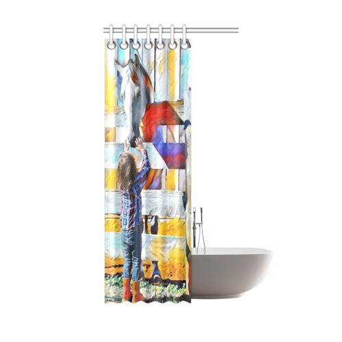 Beautiful Horses and Boy Shower Curtain 36"x72"