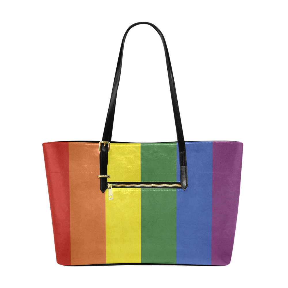 Stripes with rainbow colors Euramerican Tote Bag/Large (Model 1656)