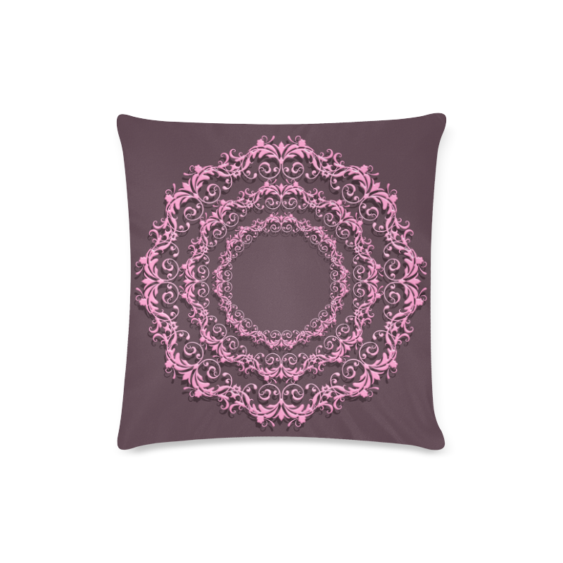 Floral pink mandala. Custom Zippered Pillow Case 16"x16"(Twin Sides)