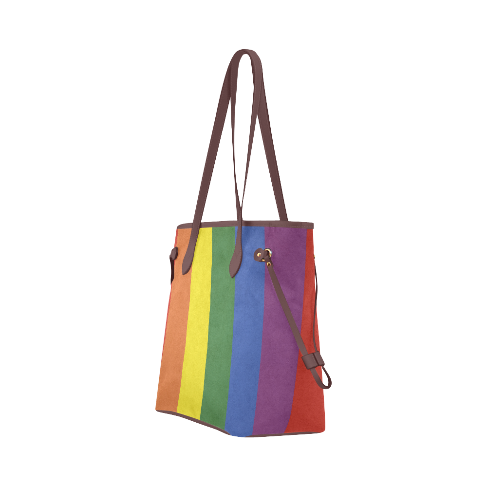 Stripes with rainbow colors Clover Canvas Tote Bag (Model 1661)