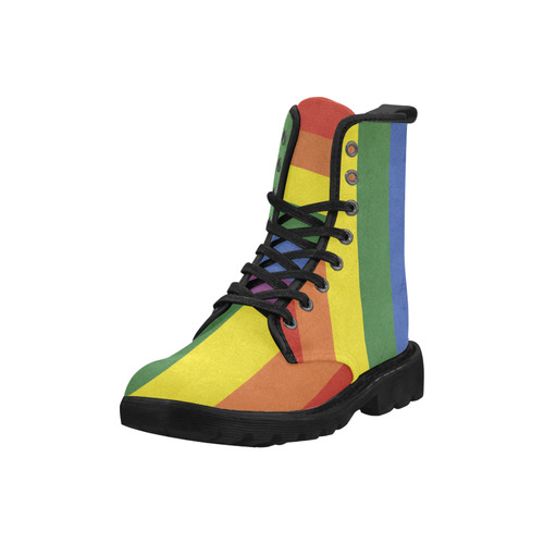 Stripes with rainbow colors Martin Boots for Women (Black) (Model 1203H)
