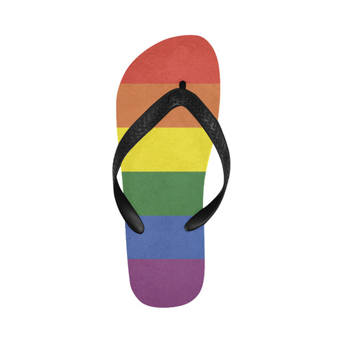 Stripes with rainbow colors Flip Flops for Men/Women (Model 040)