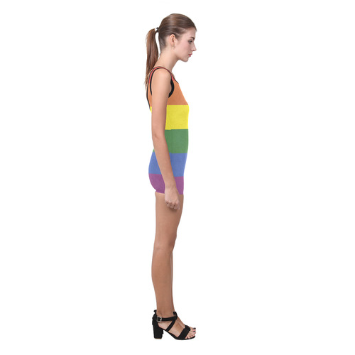 Stripes with rainbow colors Classic One Piece Swimwear (Model S03)