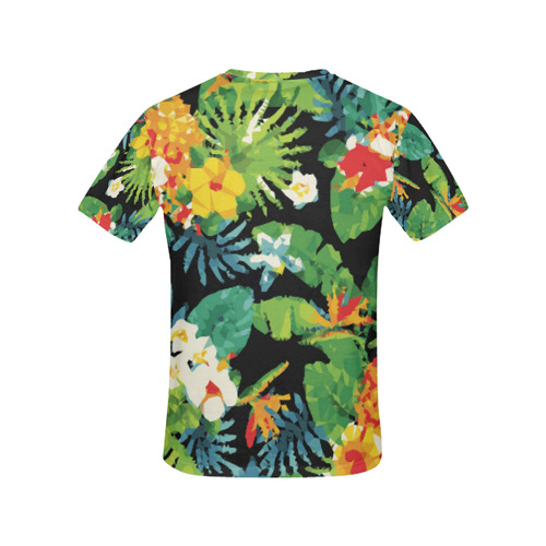 Tropical Pineapple Floral Low Polygon Art All Over Print T-Shirt for Women (USA Size) (Model T40)
