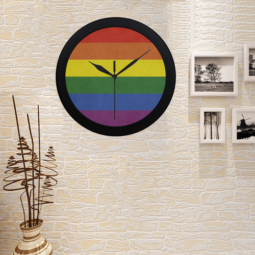 Stripes with rainbow colors Circular Plastic Wall clock