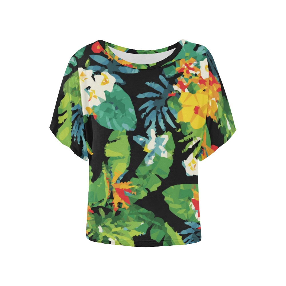 Tropical Pineapple Floral Low Polygon Art Women's Batwing-Sleeved Blouse T shirt (Model T44)