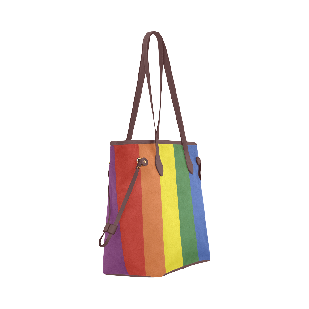 Stripes with rainbow colors Clover Canvas Tote Bag (Model 1661)