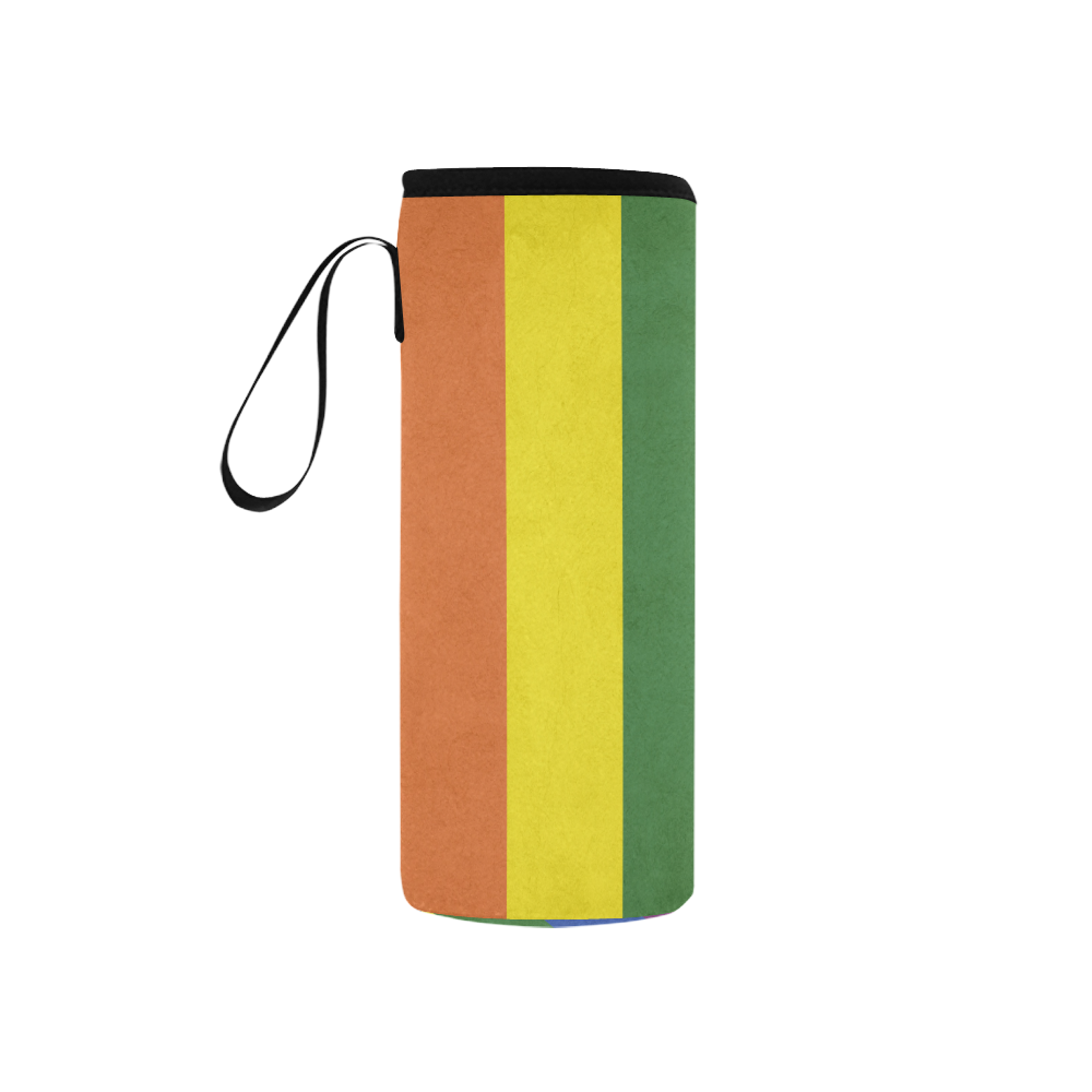 Stripes with rainbow colors Neoprene Water Bottle Pouch/Small