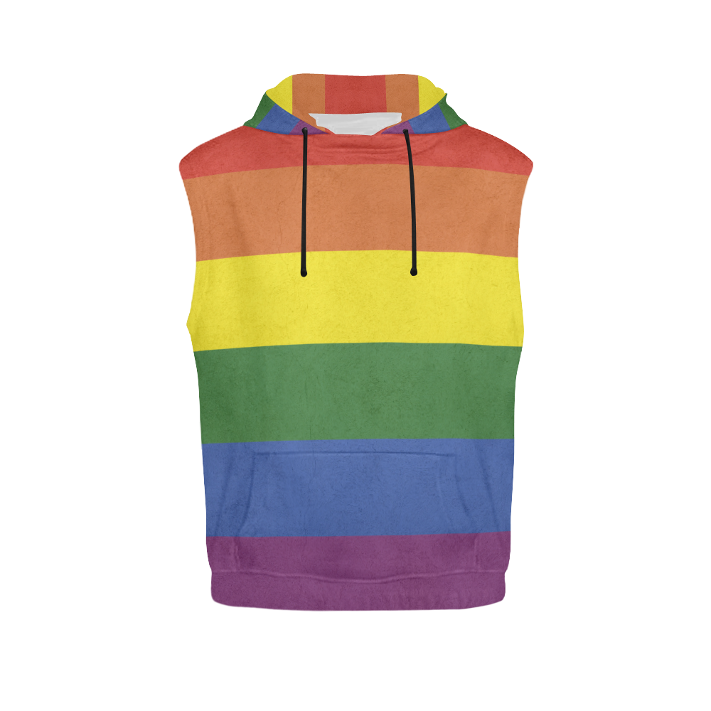 Stripes with rainbow colors All Over Print Sleeveless Hoodie for Women (Model H15)