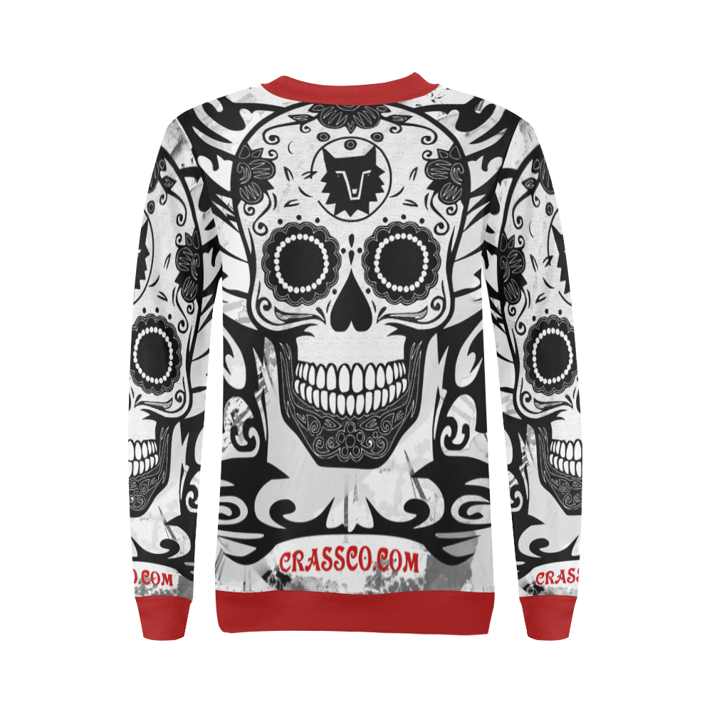 SKULL BLACK AND WHITE GIRLS II All Over Print Crewneck Sweatshirt for Women (Model H18)