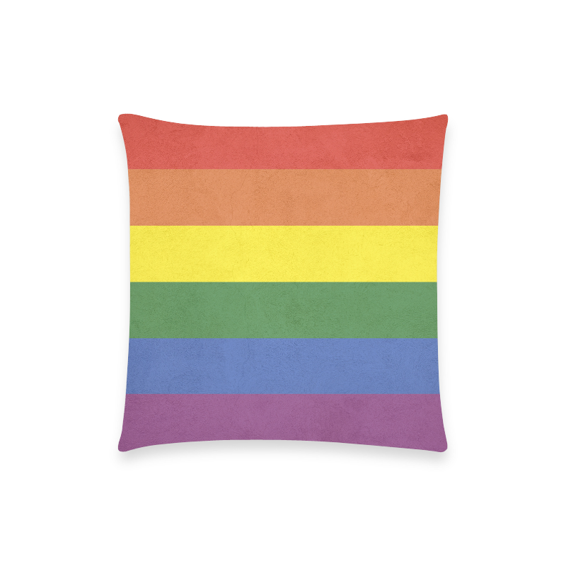 Stripes with rainbow colors Custom  Pillow Case 18"x18" (one side) No Zipper