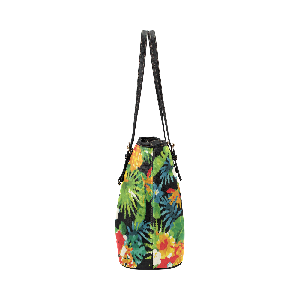 Tropical Pineapple Floral Low Polygon Art Leather Tote Bag/Small (Model 1651)