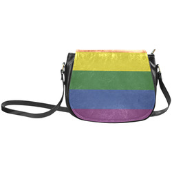 Stripes with rainbow colors Classic Saddle Bag/Small (Model 1648)