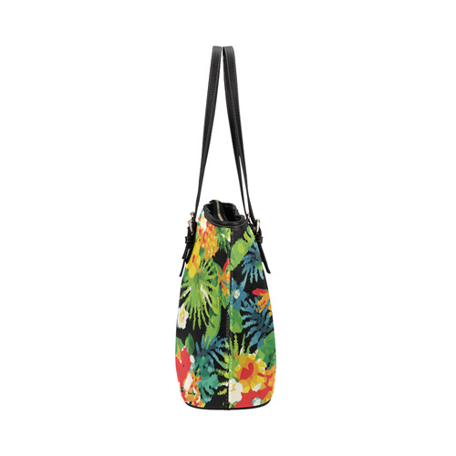 Tropical Pineapple Floral Low Polygon Art Leather Tote Bag/Large (Model 1651)