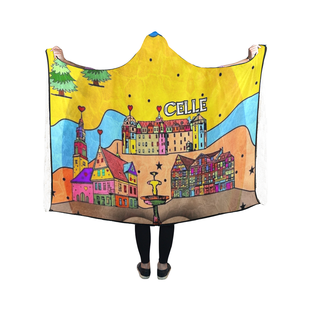 Celle Popart by Nico Bielow Hooded Blanket 50''x40''