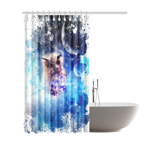 Watercolor, owl in the unoverse Shower Curtain 72"x84"