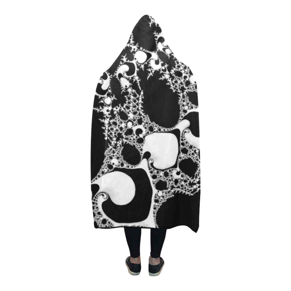 special fractal 04 B&W Hooded Blanket 80''x56''