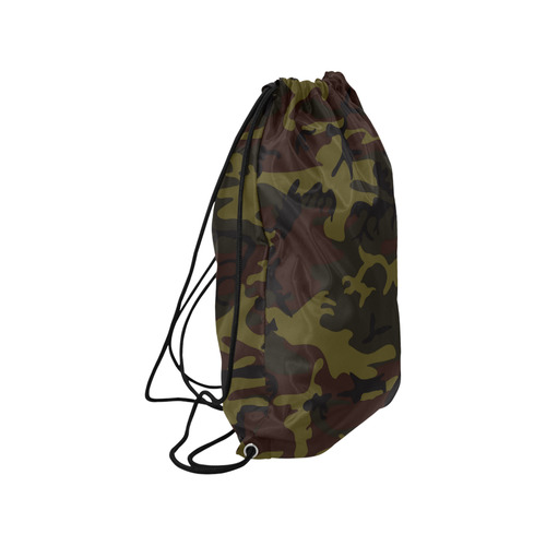 Camo Green Brown Medium Drawstring Bag Model 1604 (Twin Sides) 13.8"(W) * 18.1"(H)