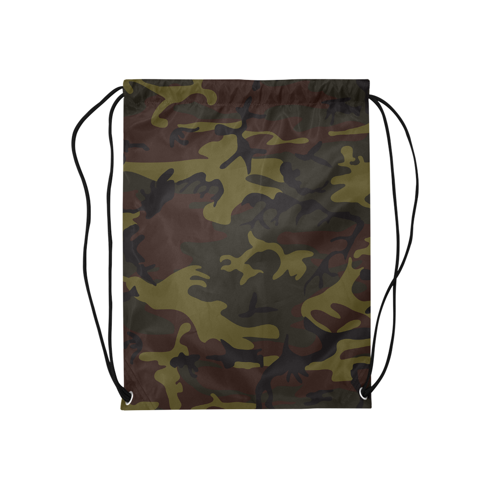 Camo Green Brown Medium Drawstring Bag Model 1604 (Twin Sides) 13.8"(W) * 18.1"(H)