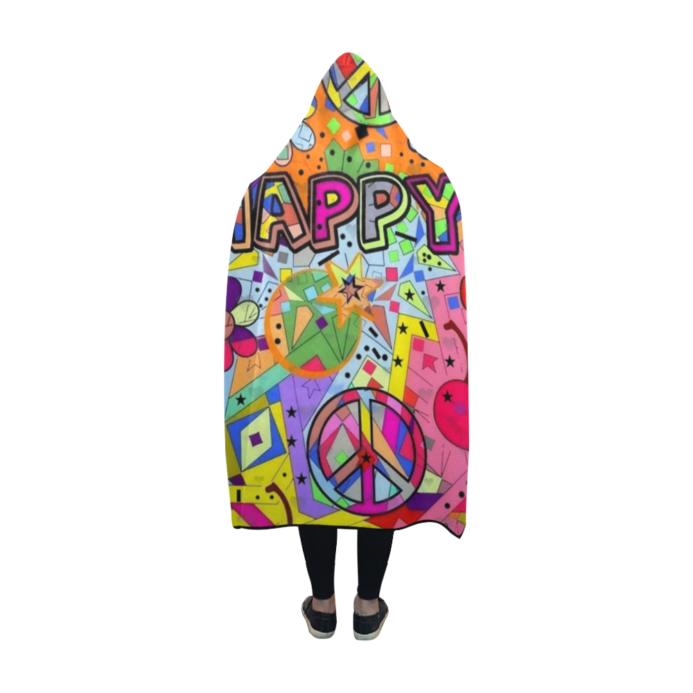 Happy Popart by Nico Bielow Hooded Blanket 60''x50''