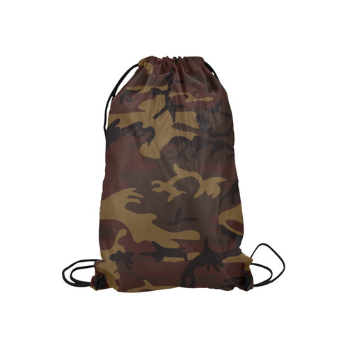 Camo Dark Brown Small Drawstring Bag Model 1604 (Twin Sides) 11"(W) * 17.7"(H)
