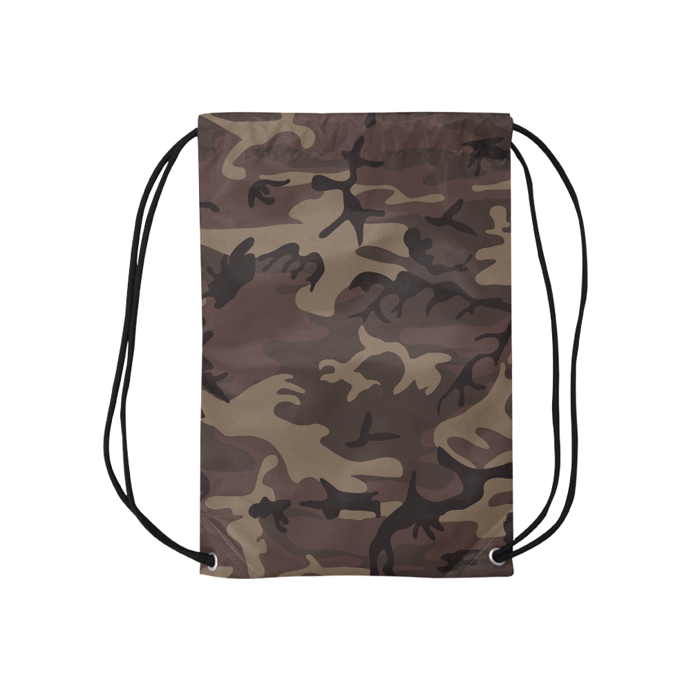 Camo Red Brown Small Drawstring Bag Model 1604 (Twin Sides) 11"(W) * 17.7"(H)