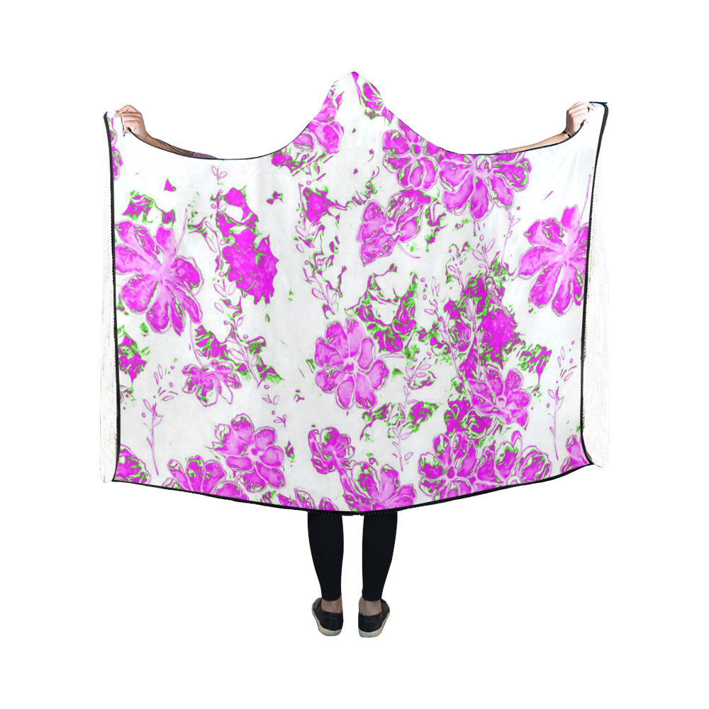 floral dreams 12 F by JamColors Hooded Blanket 50''x40''