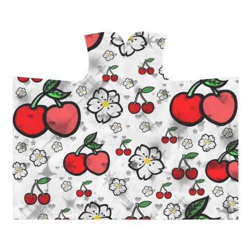 Cherry Popart by Nico Bielow Hooded Blanket 60''x50''