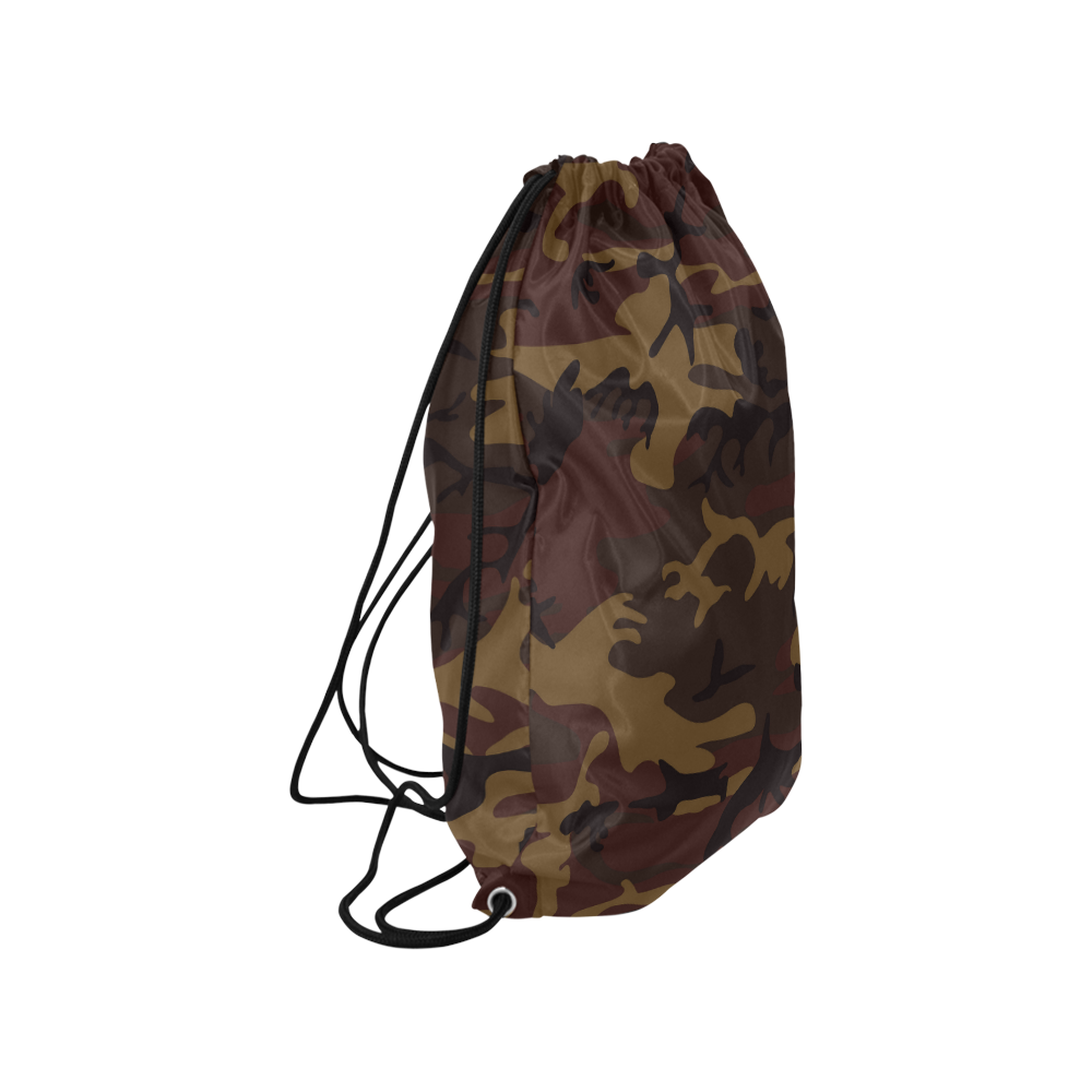 Camo Dark Brown Small Drawstring Bag Model 1604 (Twin Sides) 11"(W) * 17.7"(H)