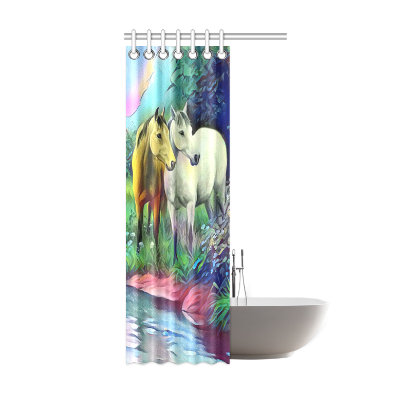 Beautiful Horses on the Lake Shower Curtain 36"x72"