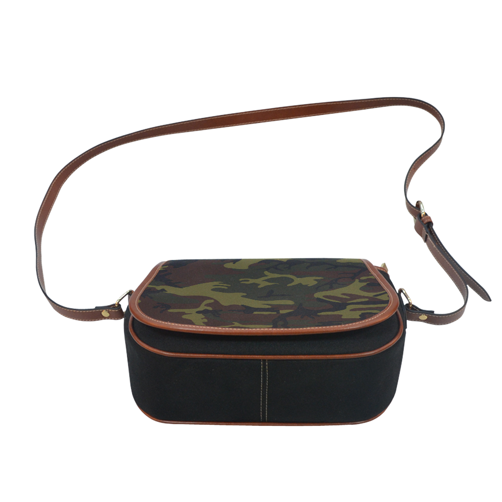 Camo Green Brown Saddle Bag/Small (Model 1649)(Flap Customization)