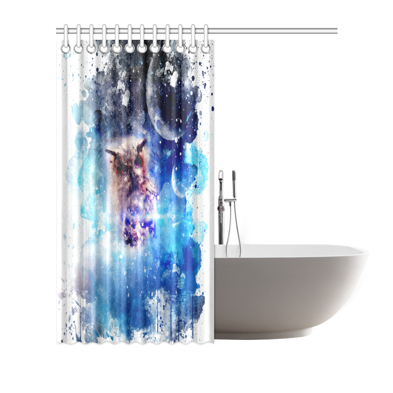 Watercolor, owl in the unoverse Shower Curtain 72"x72"