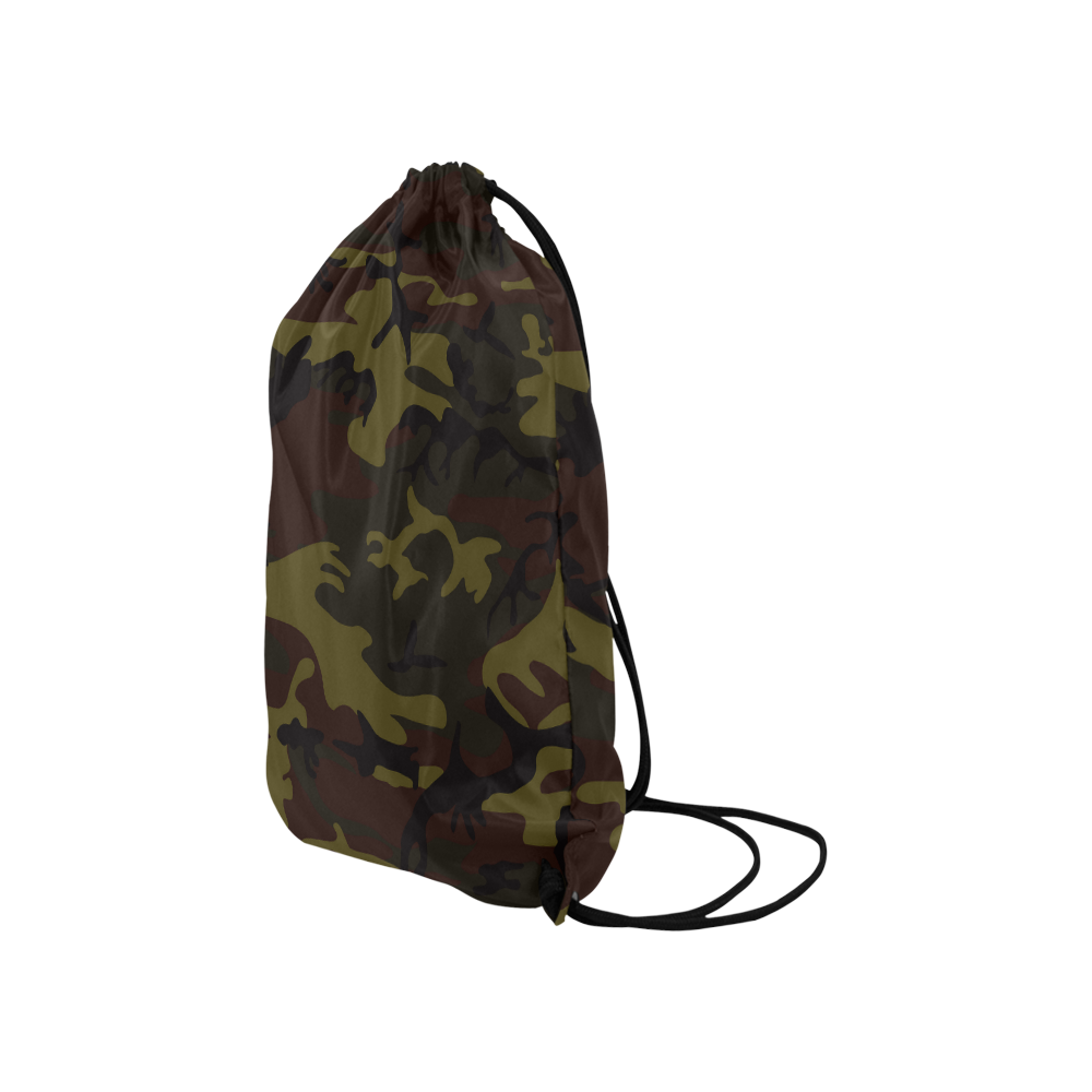 Camo Green Brown Small Drawstring Bag Model 1604 (Twin Sides) 11"(W) * 17.7"(H)