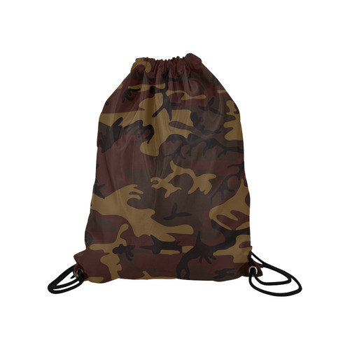 Camo Dark Brown Medium Drawstring Bag Model 1604 (Twin Sides) 13.8"(W) * 18.1"(H)
