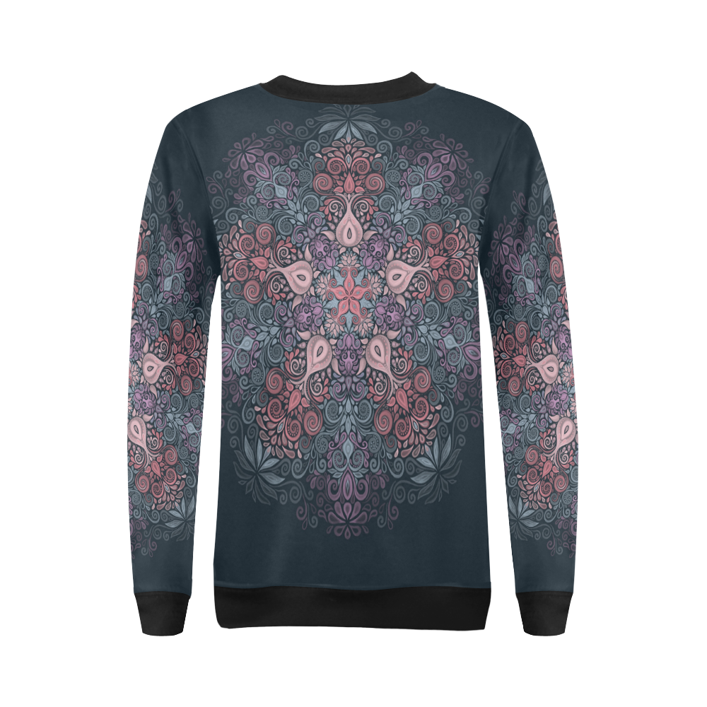 Baroque Garden Watercolor Mandala, pastels All Over Print Crewneck Sweatshirt for Women (Model H18)