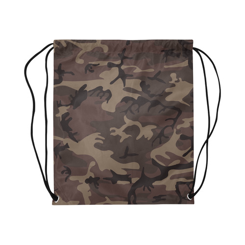 Camo Red Brown Large Drawstring Bag Model 1604 (Twin Sides)  16.5"(W) * 19.3"(H)