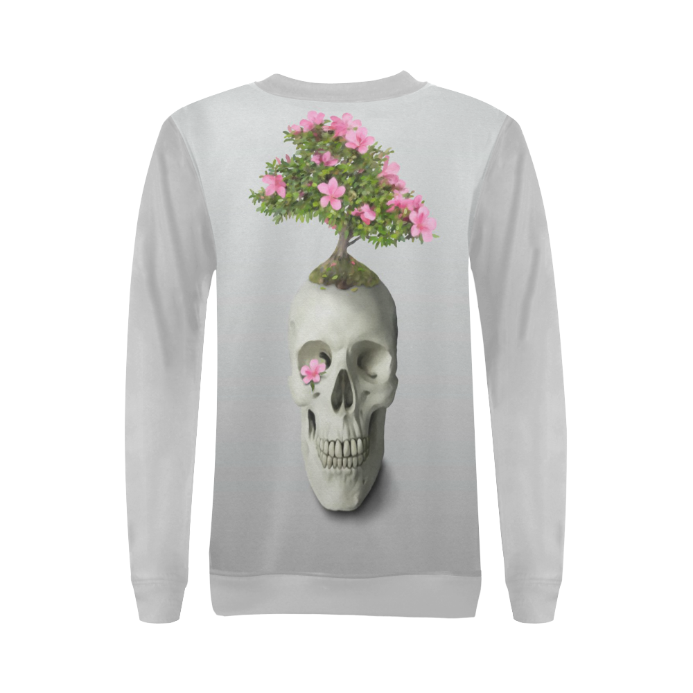 Bonsai Skull All Over Print Crewneck Sweatshirt for Women (Model H18)