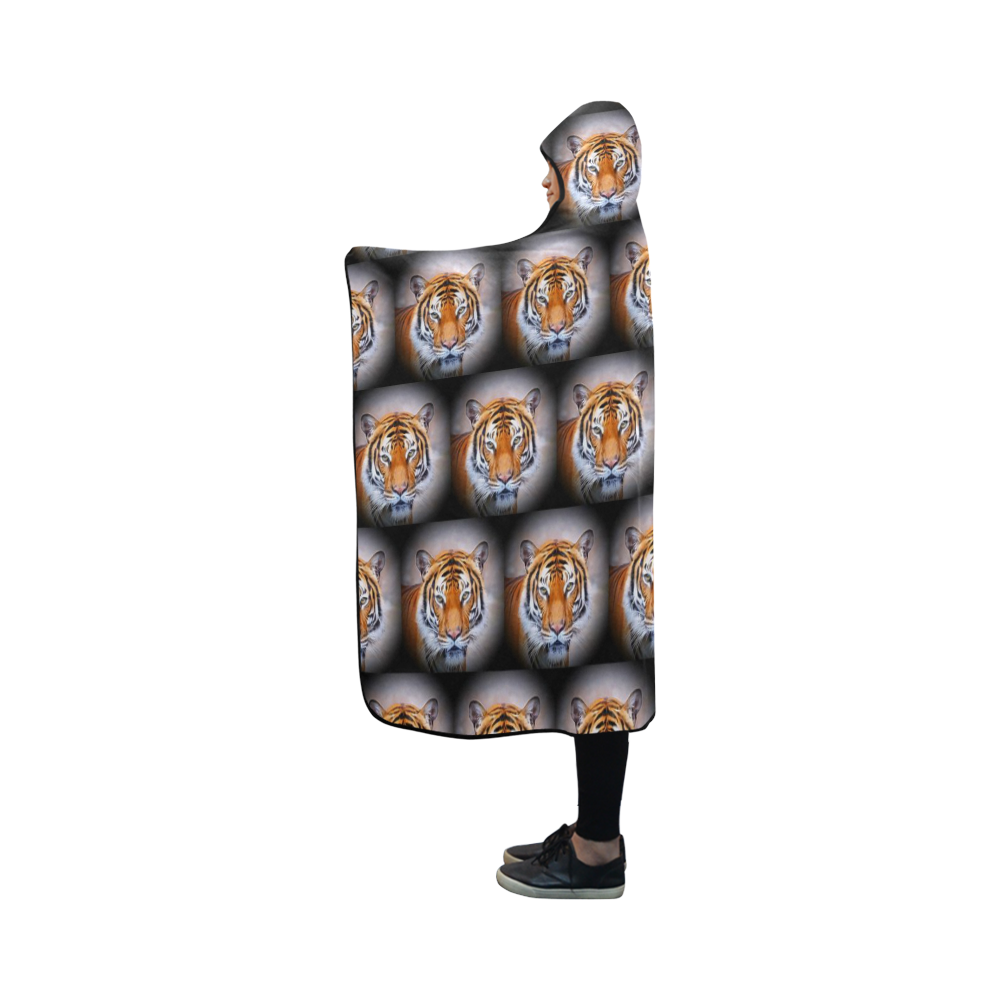 cute animal drops - Tiger by JamColors Hooded Blanket 50''x40''