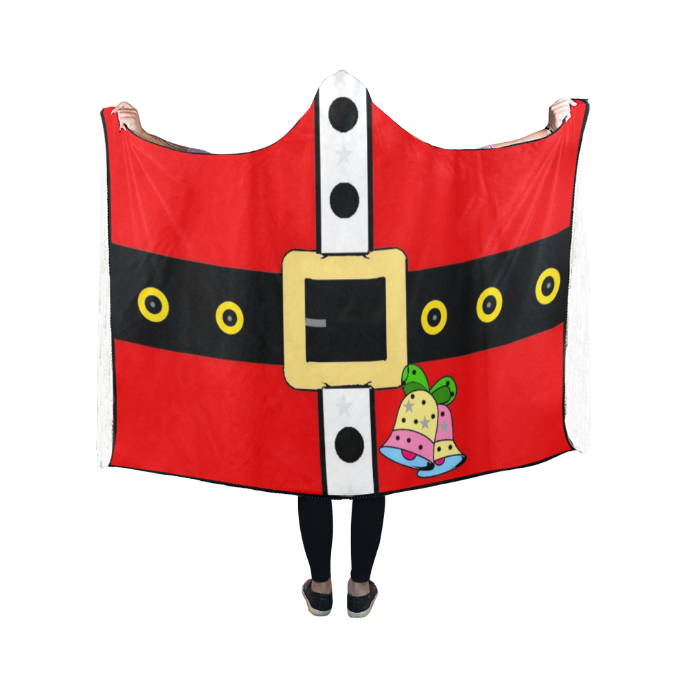 Santa Belt Popart by Nico Bielow Hooded Blanket 50''x40''