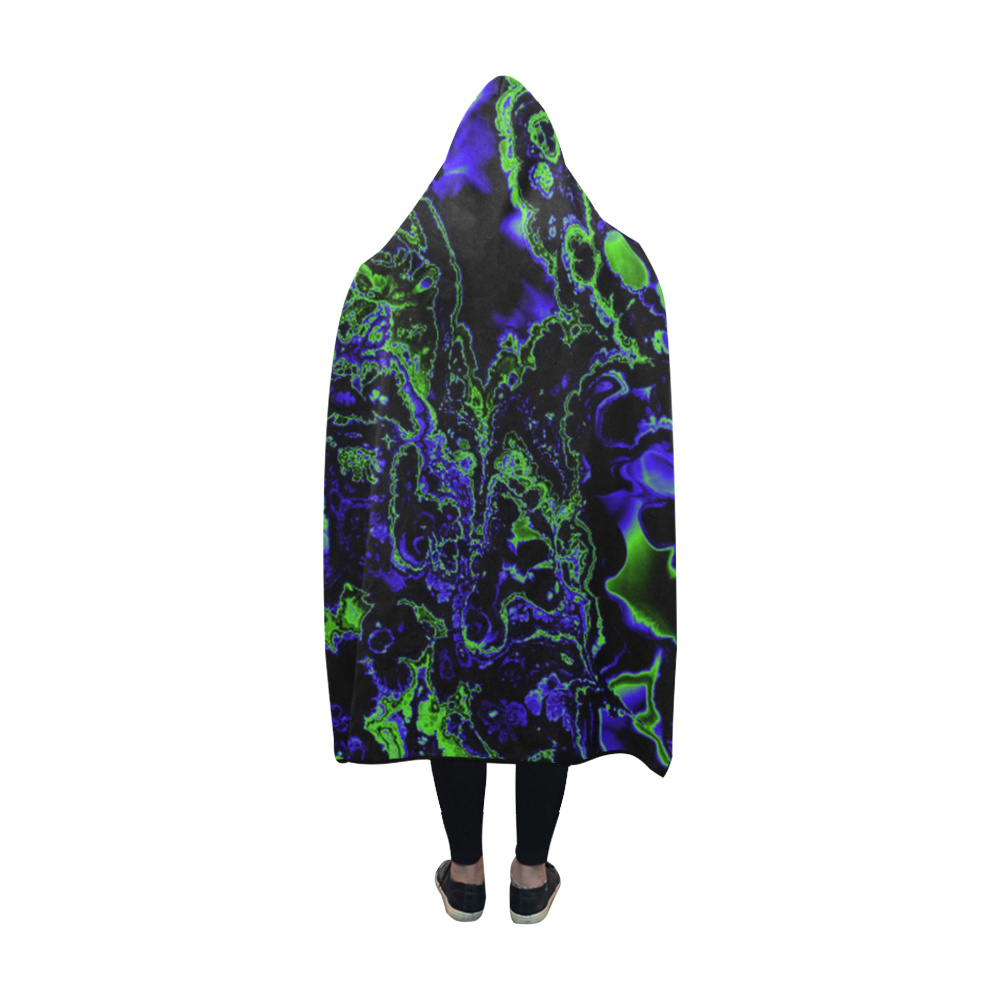 power fractal C by JamColors Hooded Blanket 60''x50''