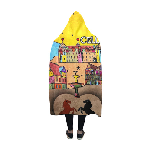 Celle Popart by Nico Bielow Hooded Blanket 60''x50''