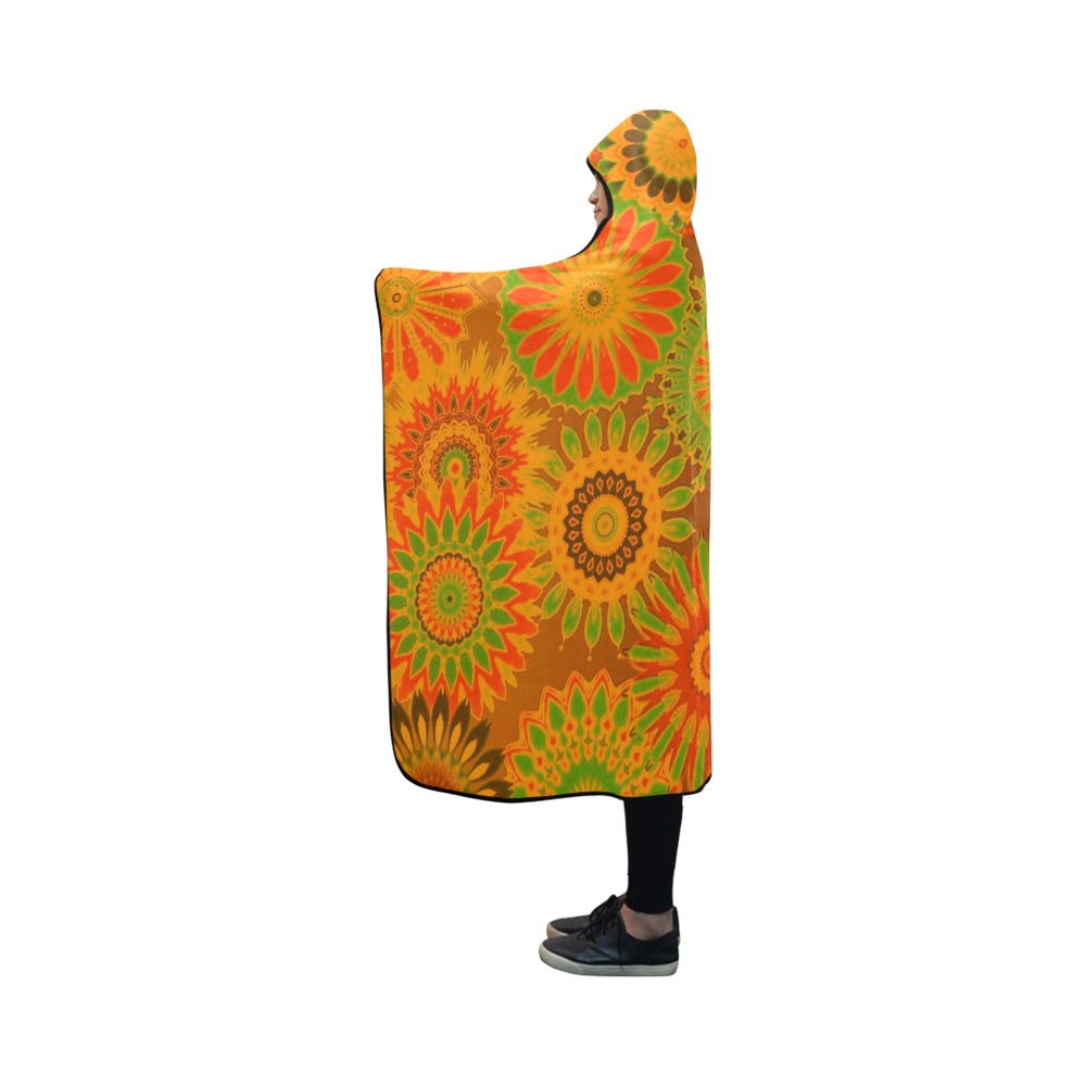 Funky flowers D Hooded Blanket 50''x40''