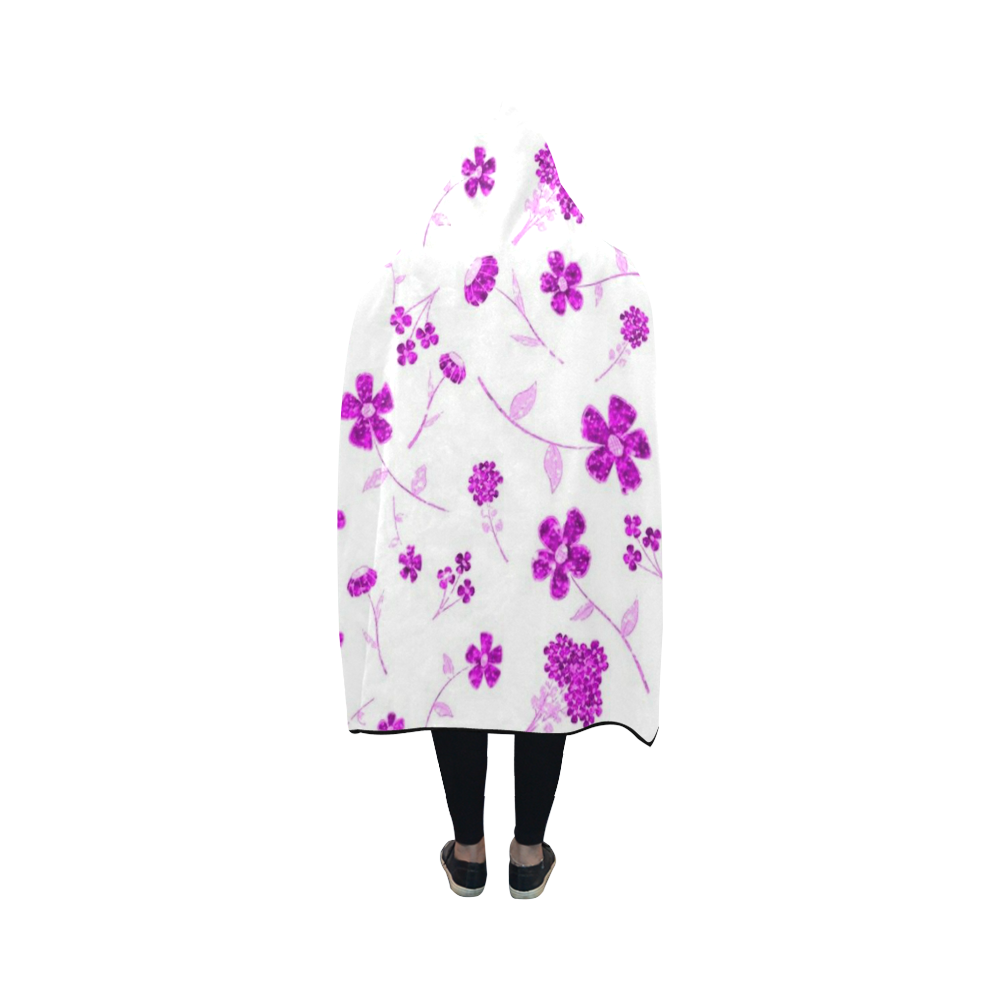 sweet shiny floral pink Hooded Blanket 50''x40''
