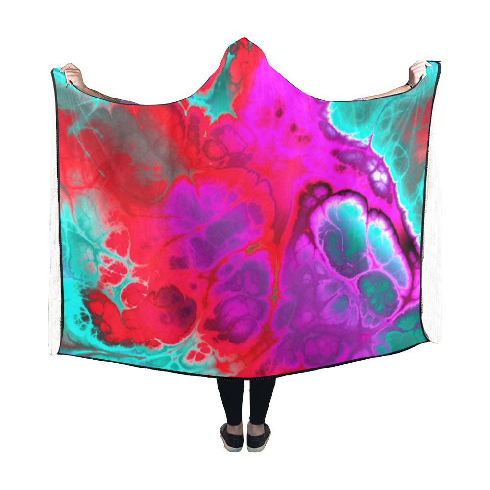 hot fractal 04 Hooded Blanket 60''x50''