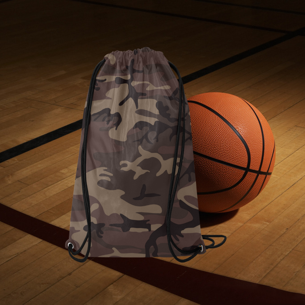 Camo Red Brown Small Drawstring Bag Model 1604 (Twin Sides) 11"(W) * 17.7"(H)
