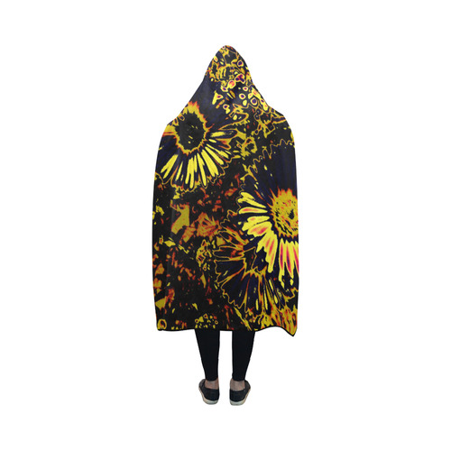 Amazing neon flowers B by JamColors Hooded Blanket 50''x40''