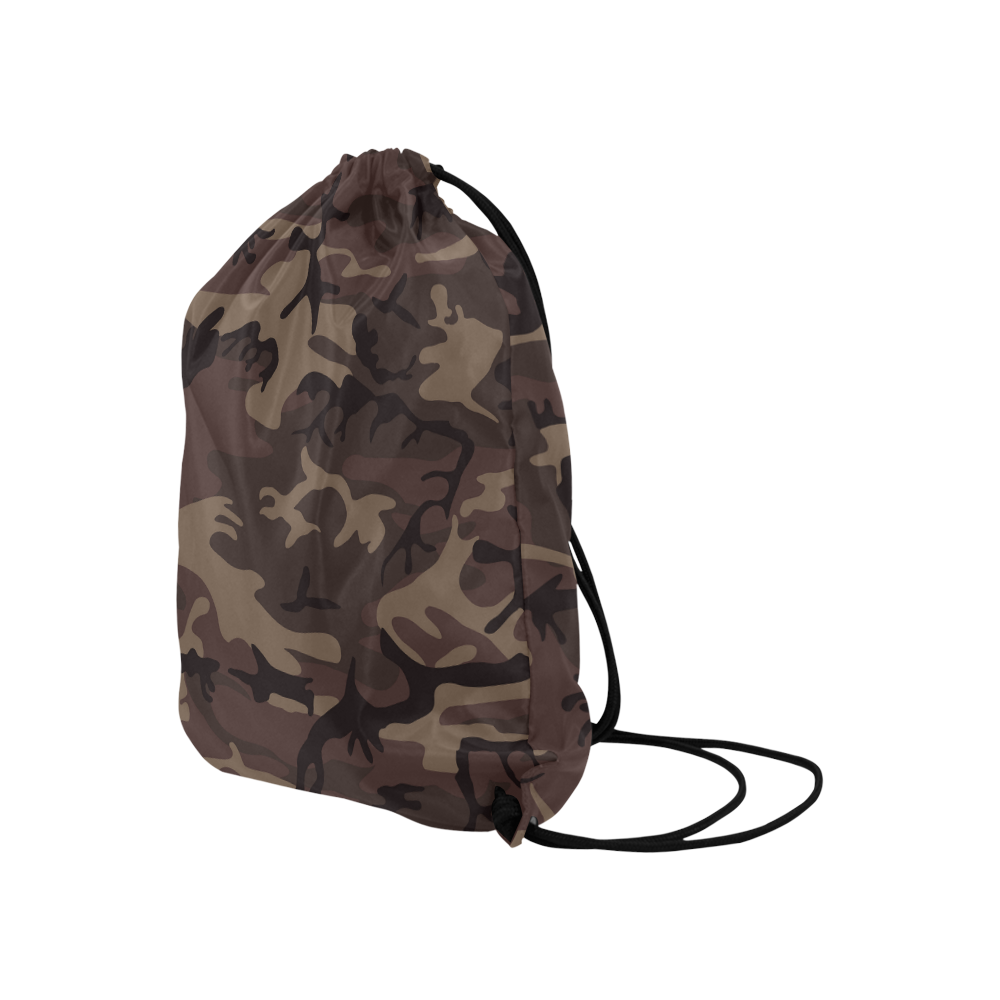 Camo Red Brown Large Drawstring Bag Model 1604 (Twin Sides)  16.5"(W) * 19.3"(H)