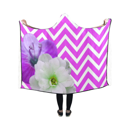 chevron Flower mix lilac Hooded Blanket 50''x40''