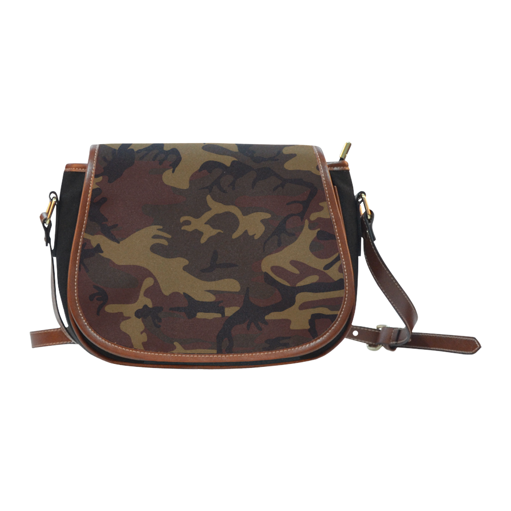 Camo Dark Brown Saddle Bag/Small (Model 1649)(Flap Customization)